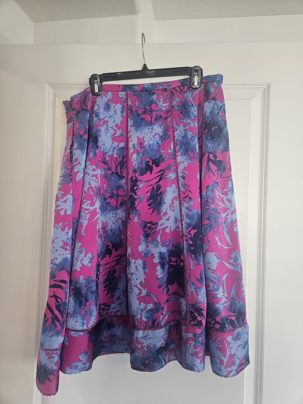 💫Banana Republic Pink and Blue Floral A-Line Skirt Suze 12